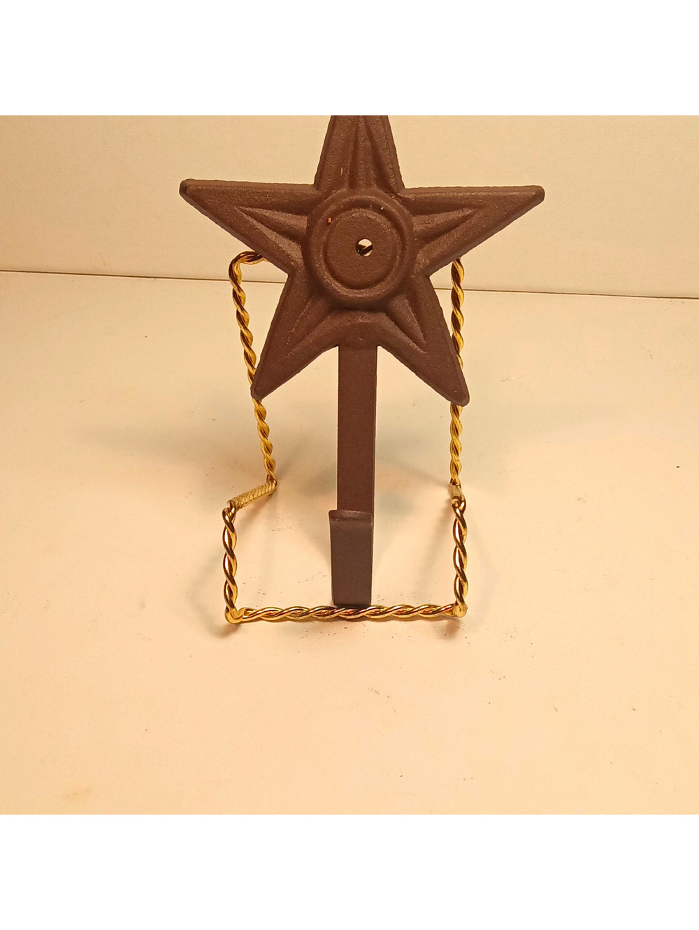 Rustic Cast Iron Texas Star Wall Hook - Western Country Decor Coat Towel Hanger